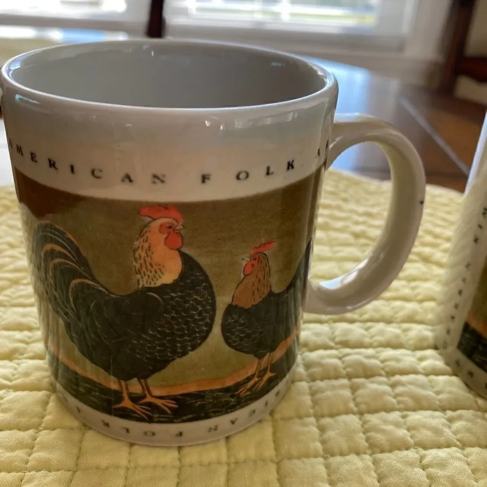 Warren Kimble rooster mugs, set of 2